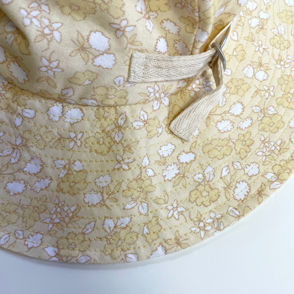 Madewell Butter Yellow Floral Cotton Bucket Sun Hat Packable Size S/M Cottage - Picture 2 of 7